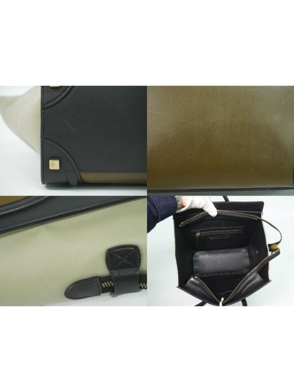 Celine Luggage Micro Handbag Leather Brown Black Khaki Gray Bag - Picture 7 of 9